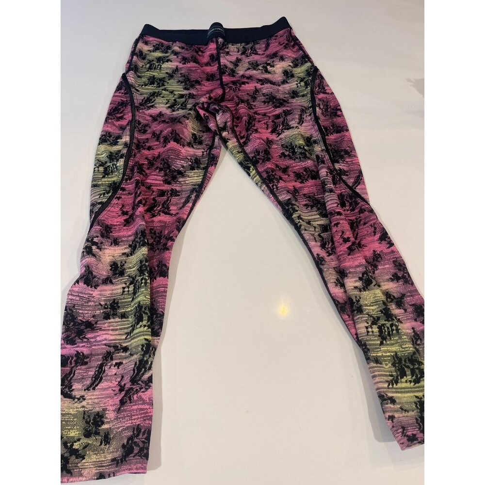 Savage X Fenty Womens Floral Mesh Leggings Size M Multicolor Pink/Yellow Polyest